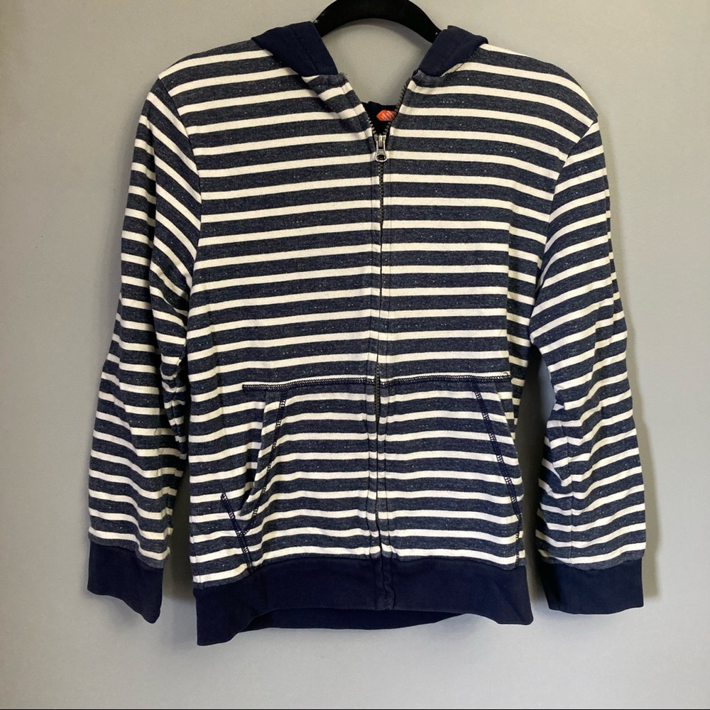 🌸5/$25🌸 Children’s Place | Navy and White Striped Zipper Hoodie | Size XXL